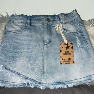 Manine medium rise raw trim jean skirt for girls size 8-9y
